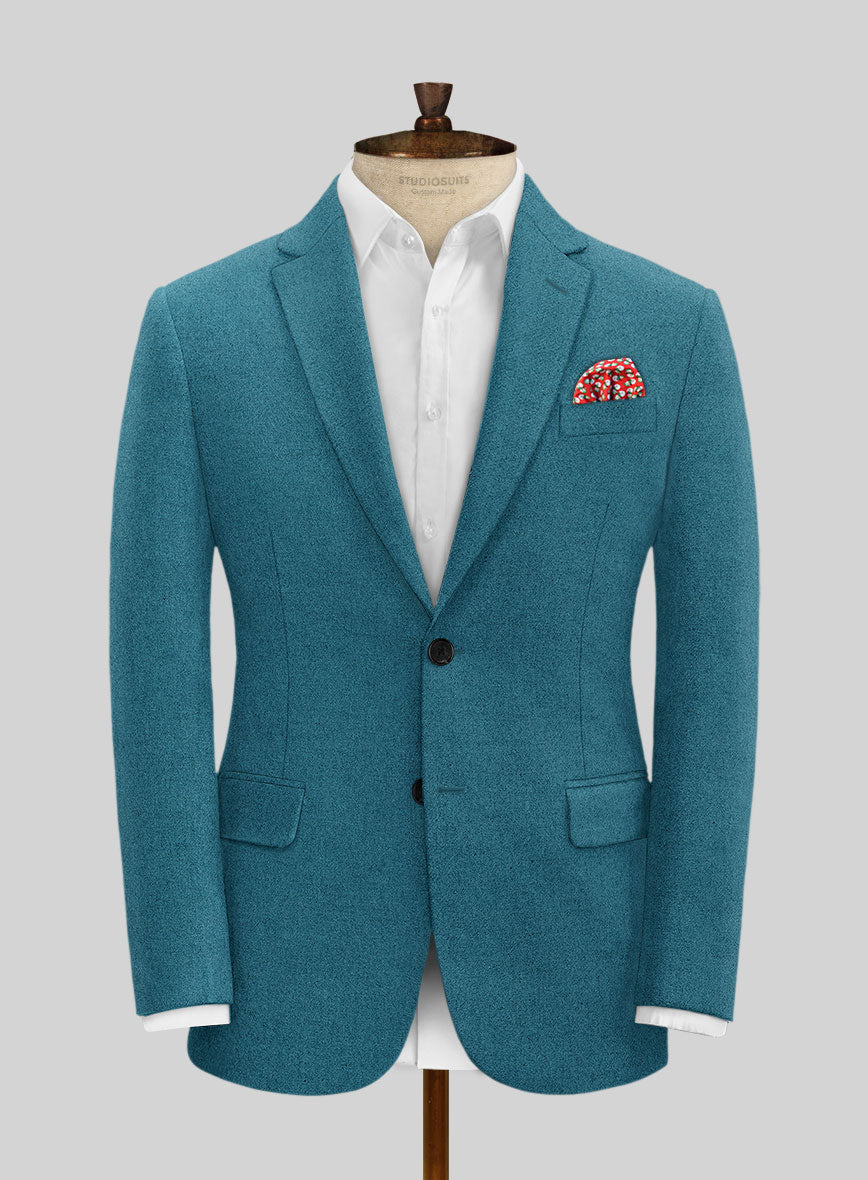 Naples Teal Blue Tweed Jacket - StudioSuits