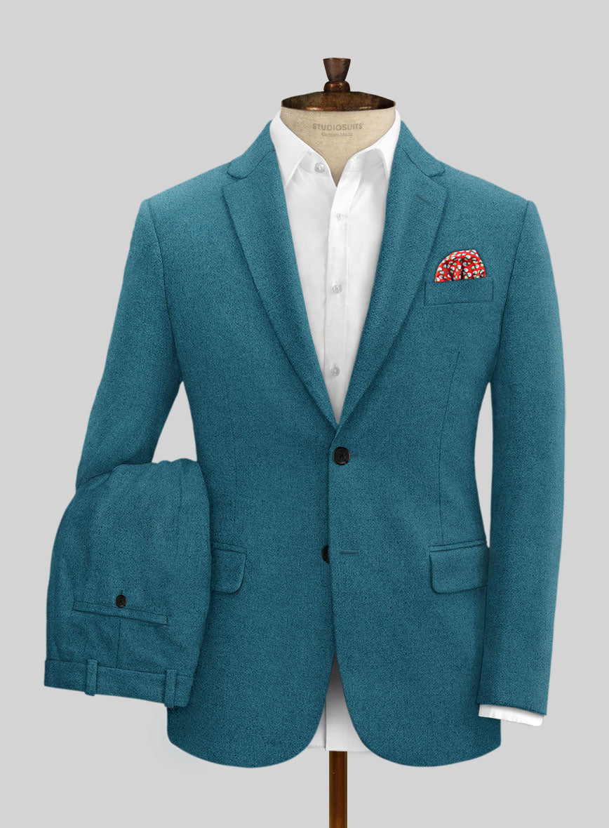 Naples Teal Blue Tweed Suit - StudioSuits