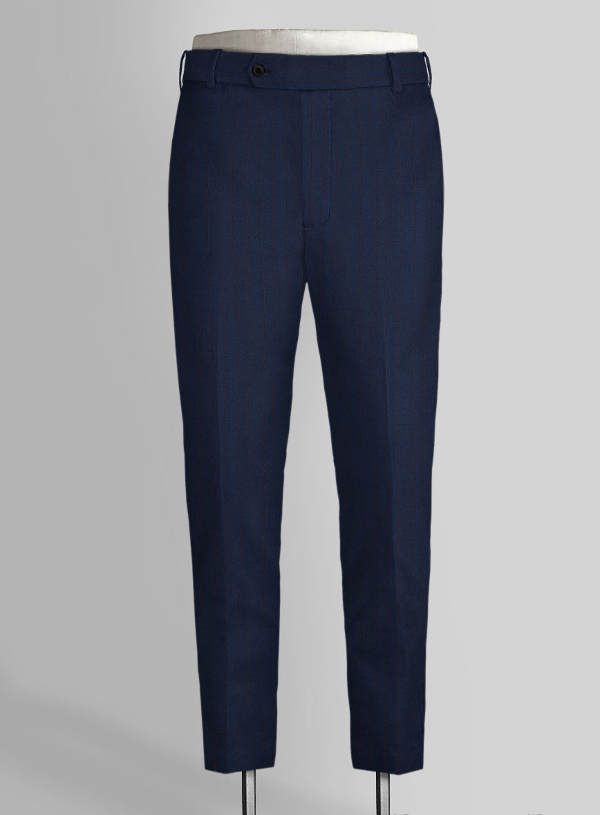 Napolean Kara Stripe Blue Wool Pants - StudioSuits