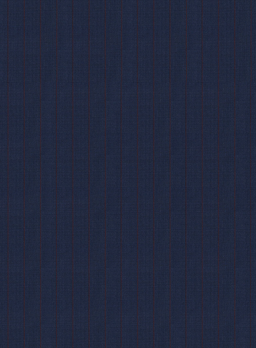 Napolean Kara Stripe Blue Wool Pants - StudioSuits