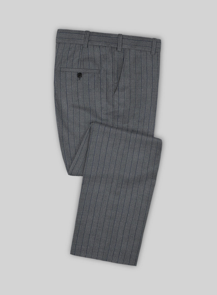 Napolean Kara Stripe Gray Wool Pants - StudioSuits