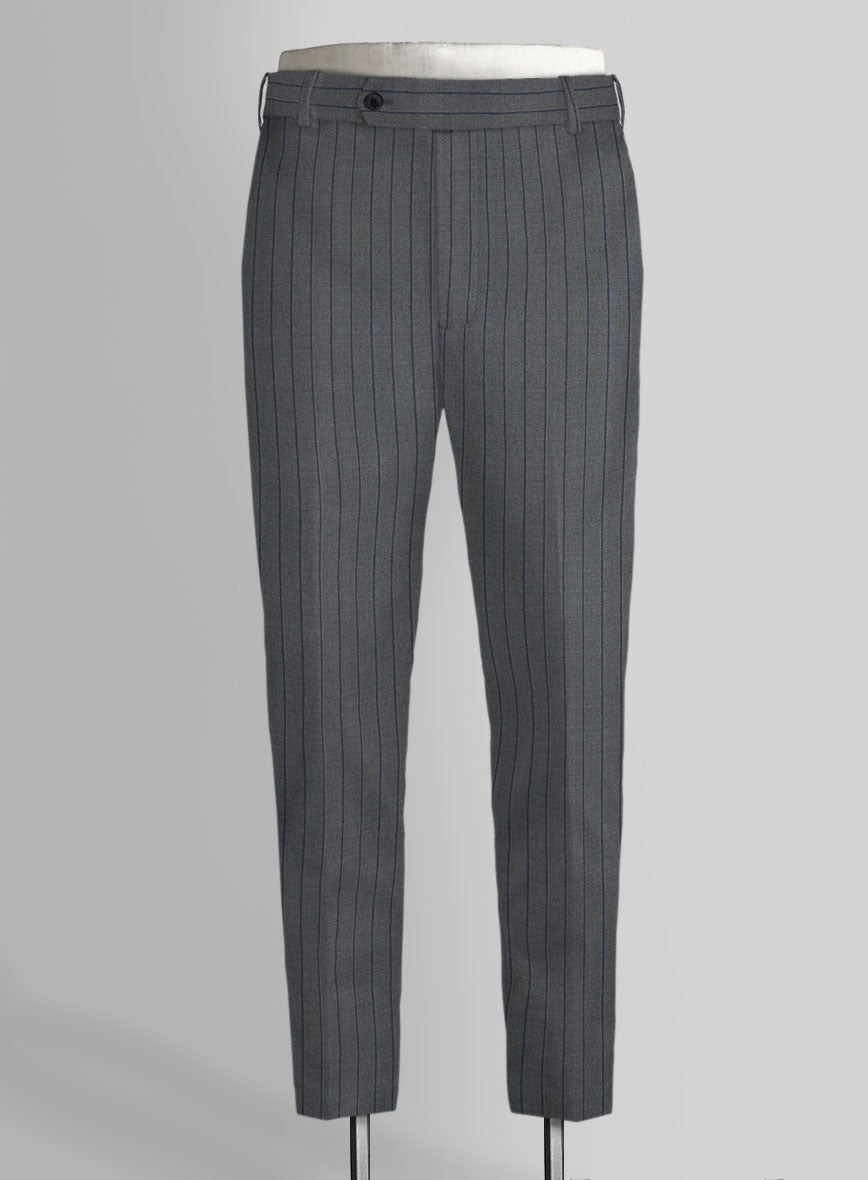 Napolean Kara Stripe Gray Wool Pants - StudioSuits