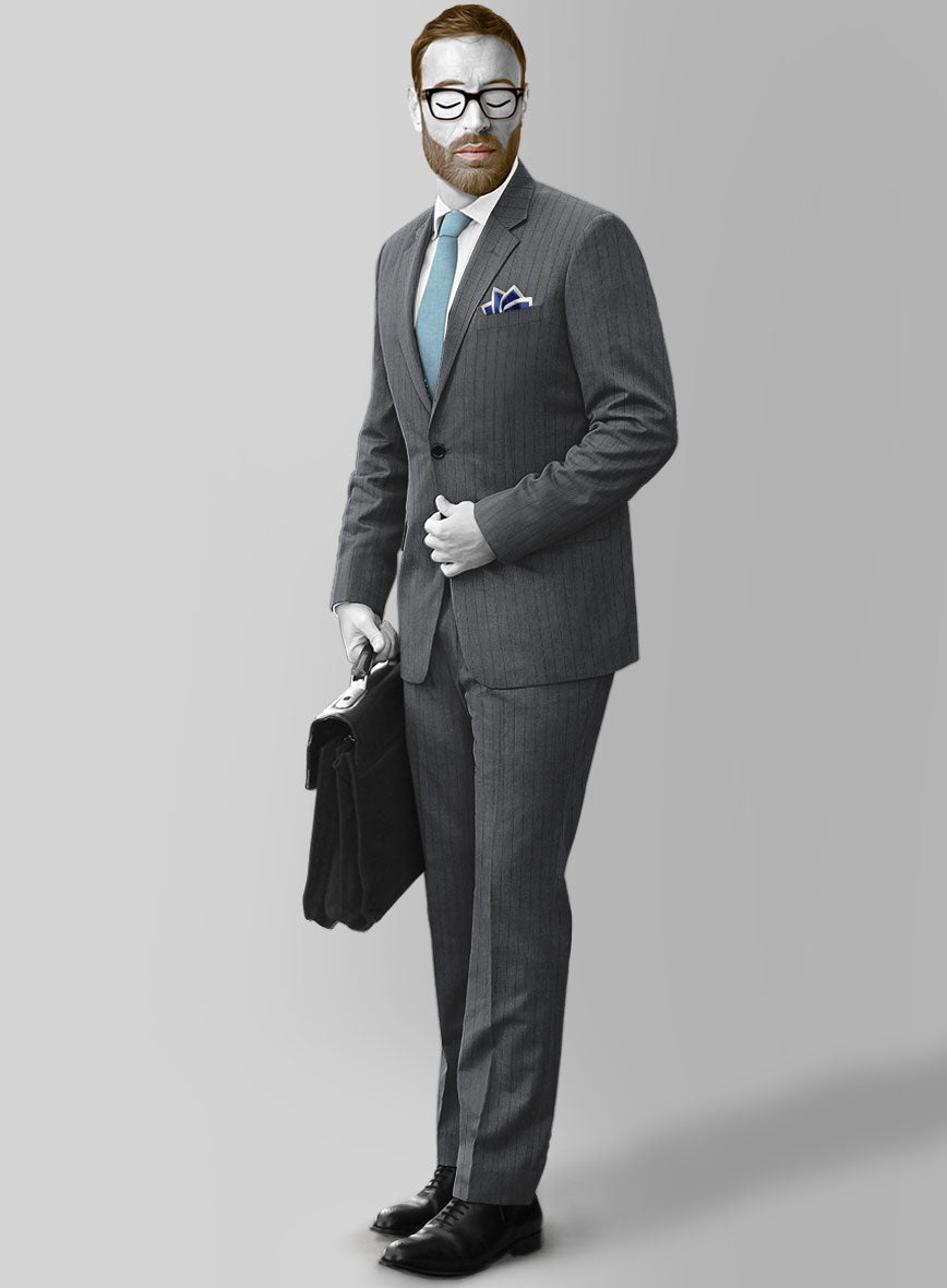 Napolean Kara Stripe Gray Wool Suit - StudioSuits