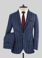 Napolean Zole Stripe Blue Wool Suit - StudioSuits