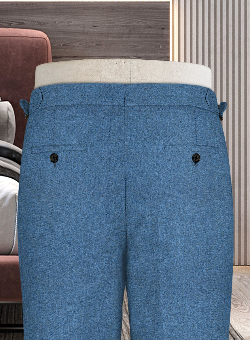 Naples Saga Blue Highland Tweed Trousers - StudioSuits