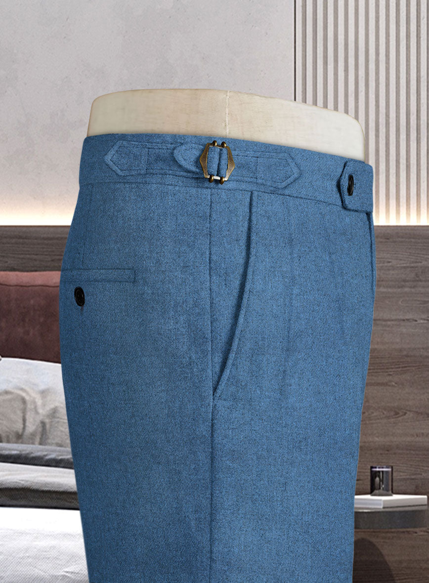 Naples Saga Blue Highland Tweed Trousers - StudioSuits