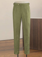 Naples Martini Green Highland Tweed Trousers - StudioSuits