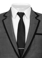 Napolean Mid Charcoal Wool Jacket - Black Trims - StudioSuits