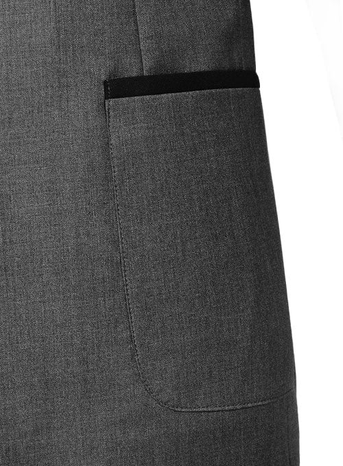 Napolean Mid Charcoal Wool Jacket - Black Trims - StudioSuits