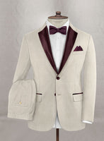 Napolean Muted Beige Wool Tuxedo Suit - StudioSuits
