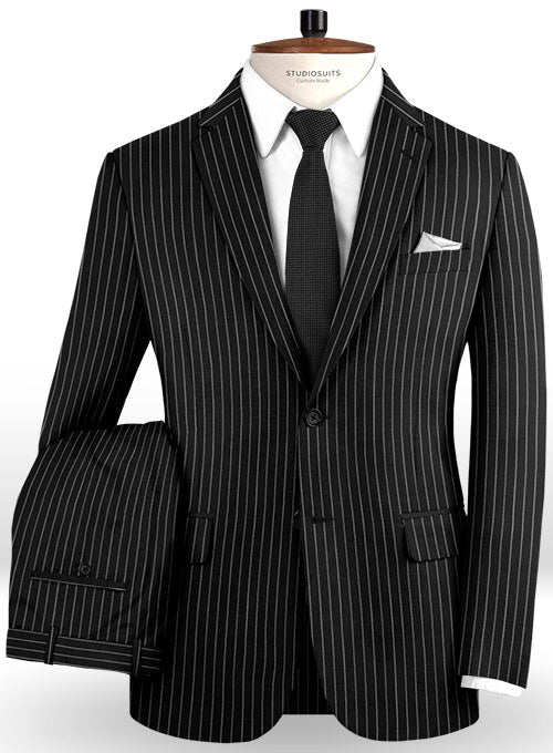 Napolean Black Stripe Wool Suit - StudioSuits