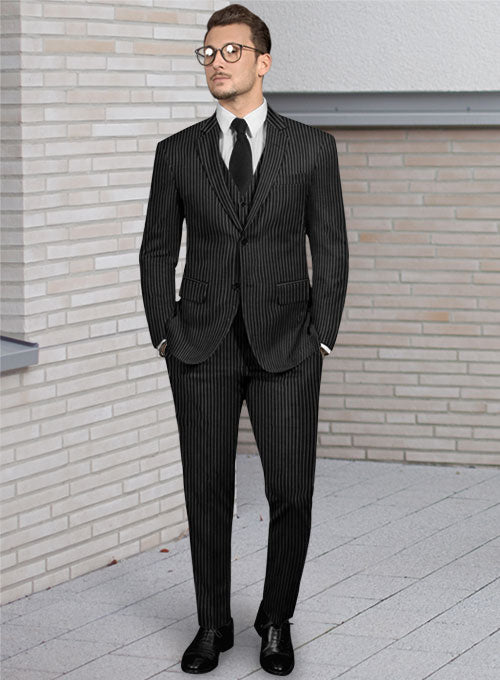 Napolean Black Stripe Wool Suit - StudioSuits