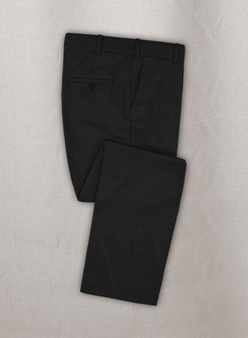 Napolean Black Herringbone Wool Suit - StudioSuits