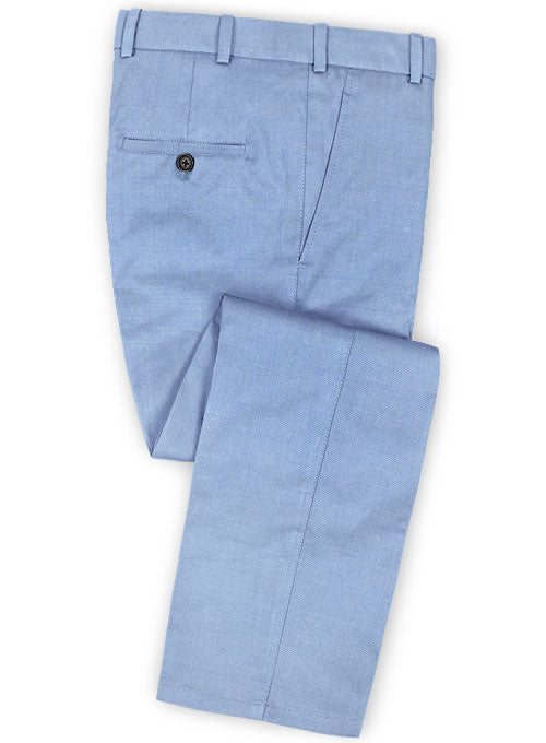 Napolean Box Blue Wool Pants - StudioSuits