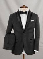 Napolean Charcoal Herringbone Wool Tuxedo Suit - StudioSuits