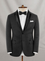 Napolean Charcoal Herringbone Wool Tuxedo Suit - StudioSuits