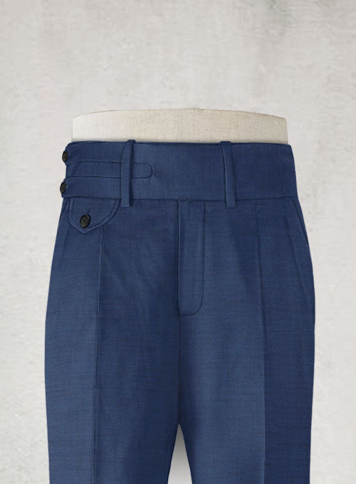 Napolean Cosmo Blue Double Gurkha Wool Trousers - StudioSuits
