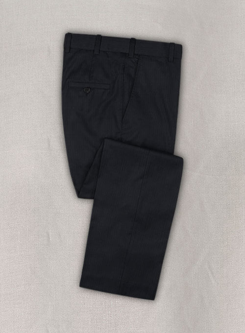 Napolean Dark Blue Herringbone Wool Pants - StudioSuits