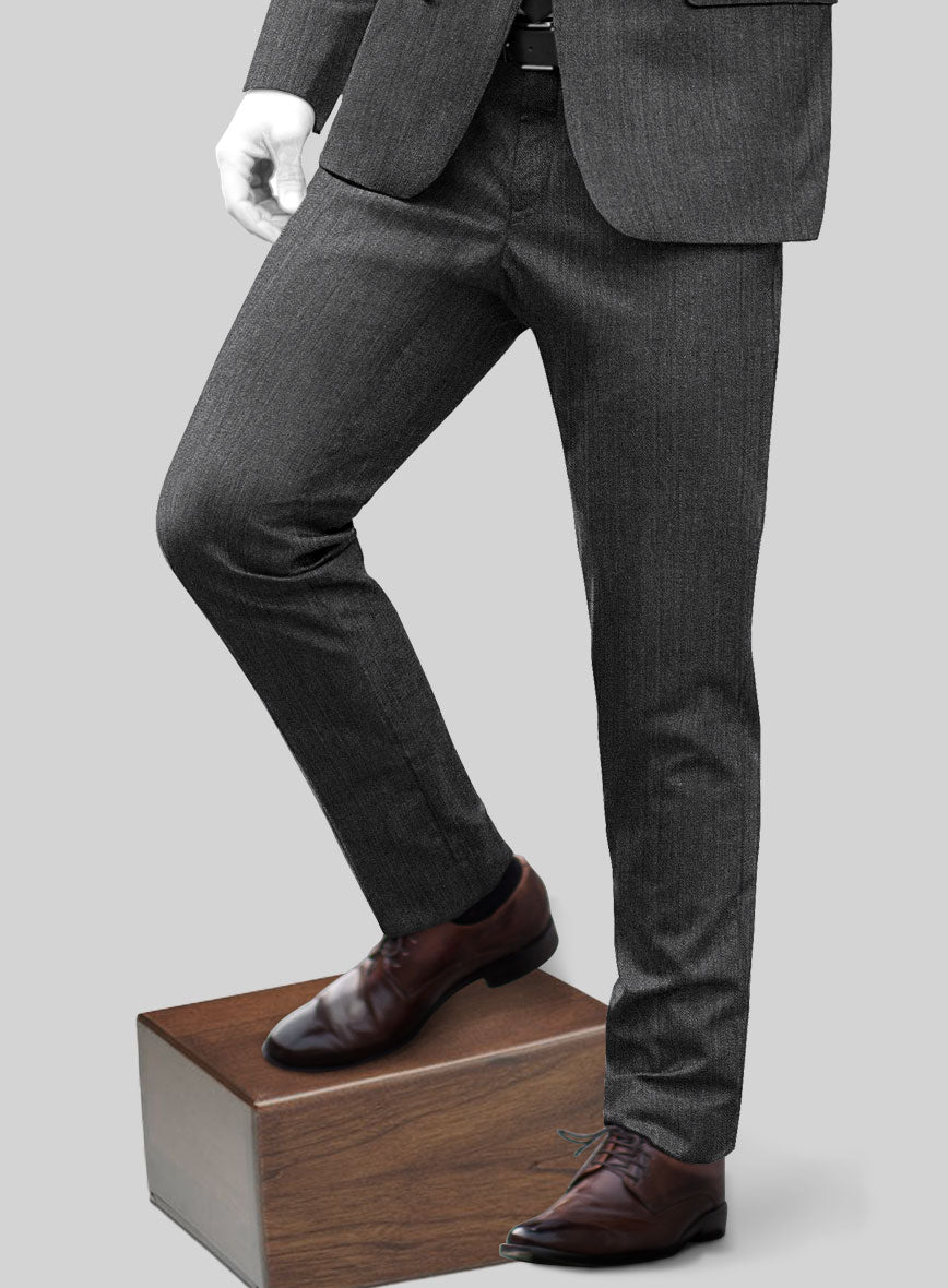 Napolean English Charcoal Wool Pants - StudioSuits