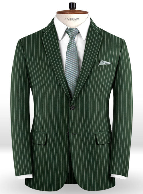 Napolean Green Stripe Wool Jacket - StudioSuits