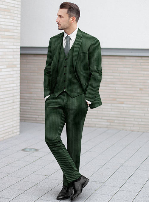 Napolean Green Stripe Wool Suit - StudioSuits