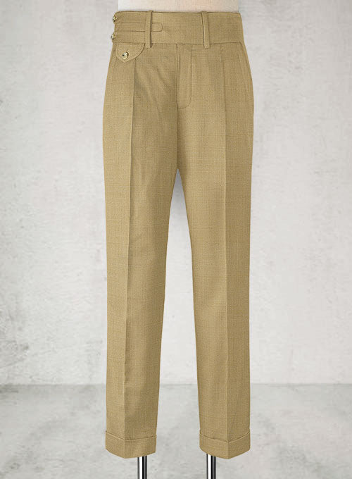 Napolean Khaki Double Gurkha Wool Trousers - StudioSuits