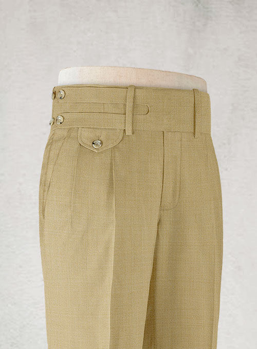 Napolean Khaki Double Gurkha Wool Trousers - StudioSuits
