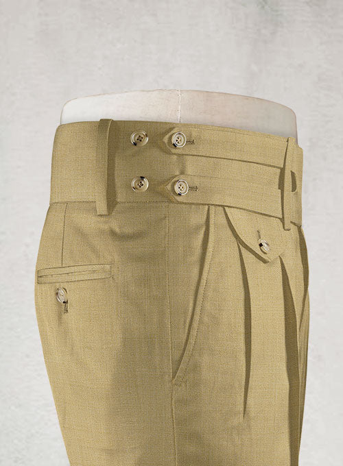 Napolean Khaki Double Gurkha Wool Trousers - StudioSuits