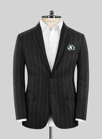 Napolean Wide Stripe Black Wool Jacket - StudioSuits