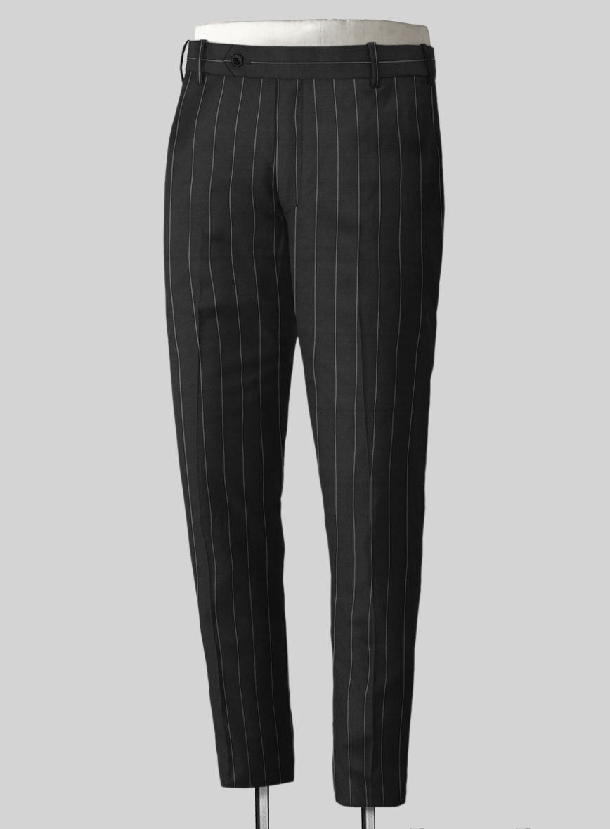 Napolean Wide Stripe Black Wool Pants - StudioSuits