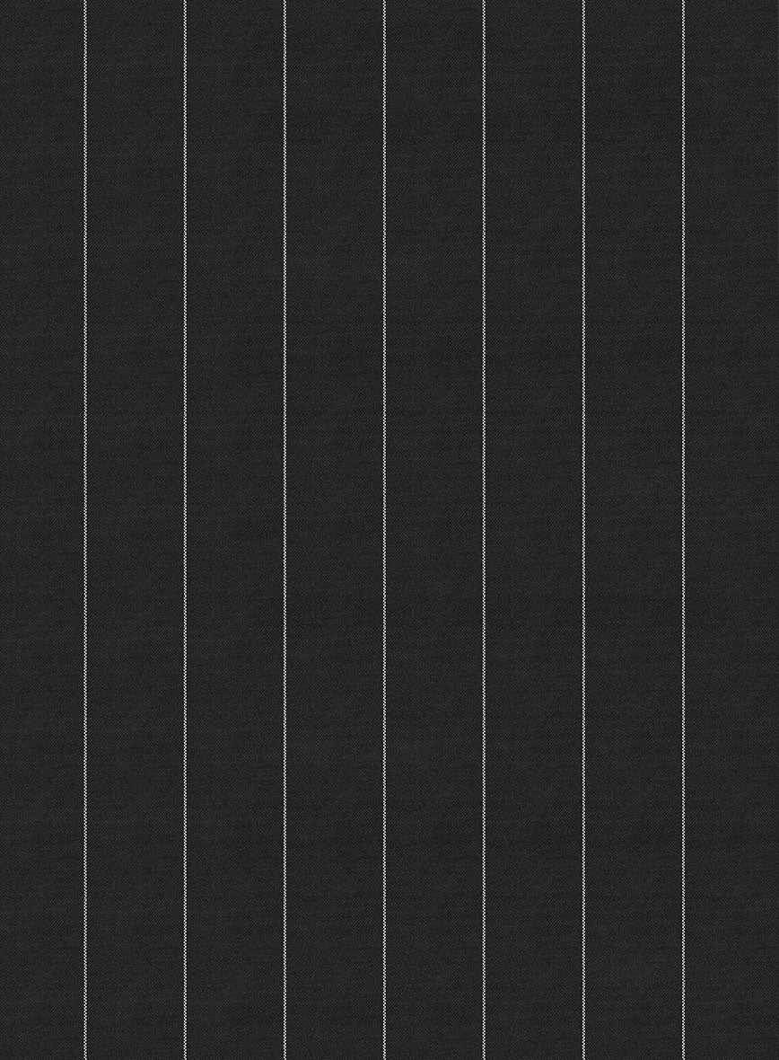 Napolean Wide Stripe Black Wool Suit - StudioSuits
