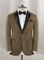 Napolean Brown Wool Tuxedo Jacket - StudioSuits