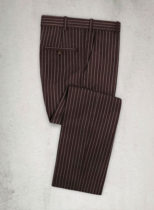 Napolean Brown Stripe Wool Pants - StudioSuits