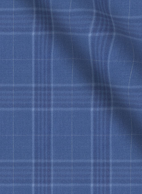 Napolean Azure Checks Blue Wool Suit - StudioSuits