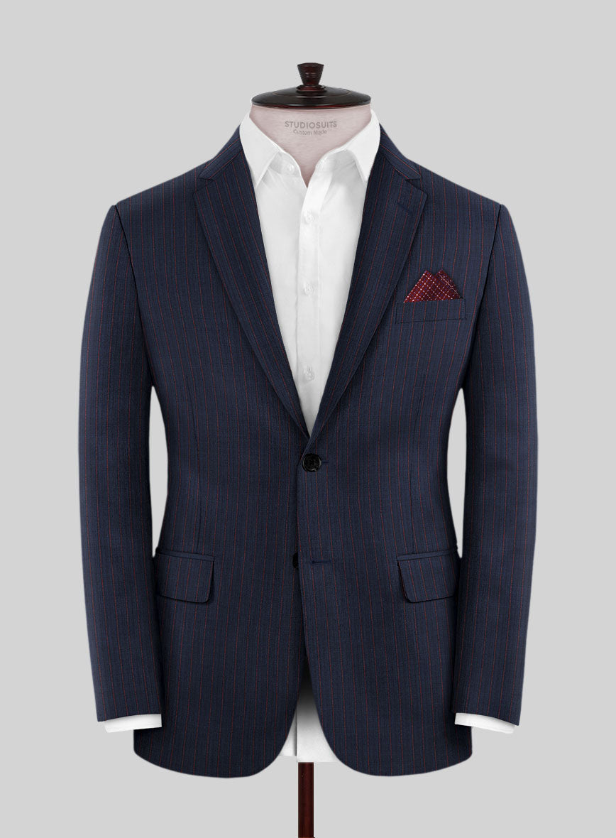 Napolean Argio Stripe Dark Blue Wool Suit - StudioSuits