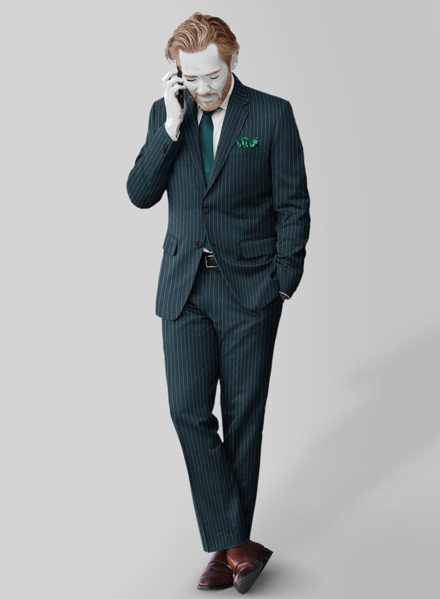 Napolean Argio Stripe Prussian Blue Wool Suit - StudioSuits