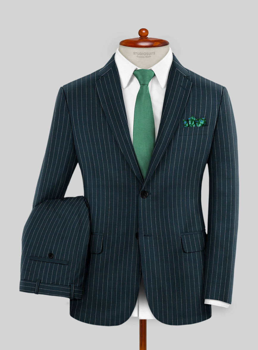 Napolean Argio Stripe Prussian Blue Wool Suit - StudioSuits