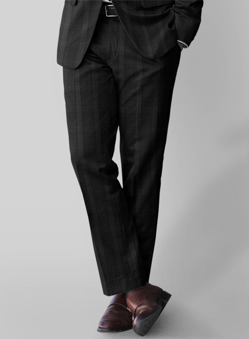 Napolean Artistic Black Check Wool Pants - StudioSuits