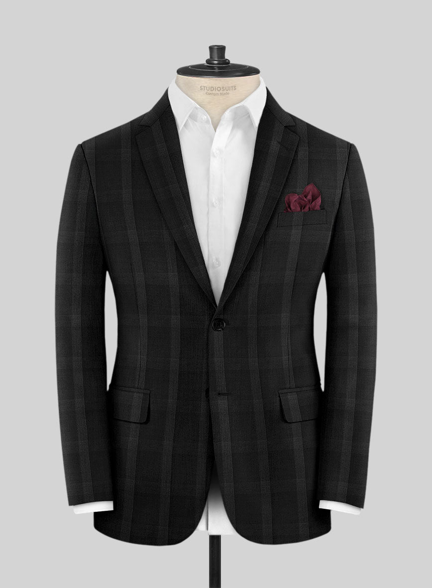 Napolean Artistic Black Check Wool Jacket - StudioSuits