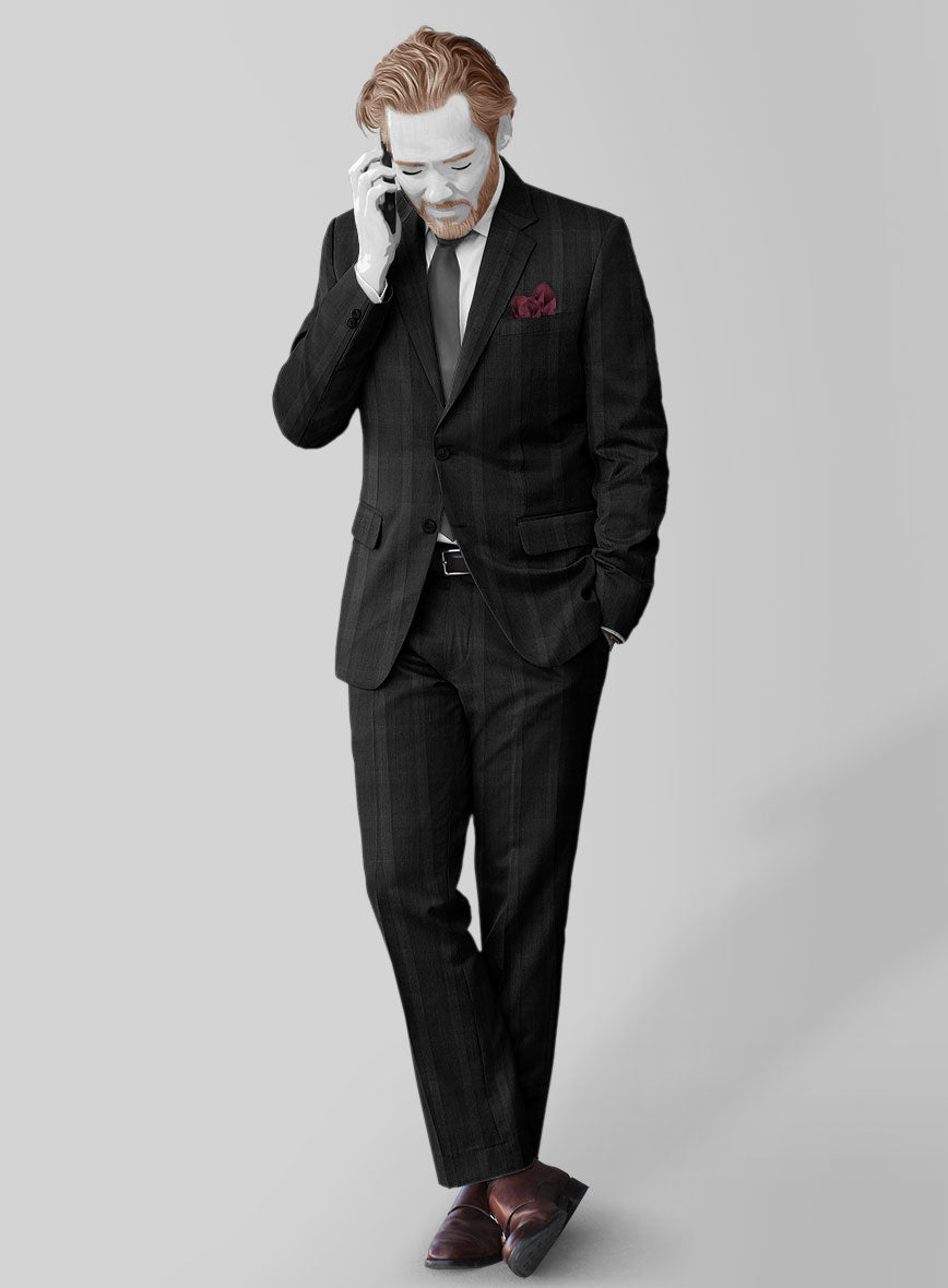 Napolean Artistic Black Check Wool Suit - StudioSuits