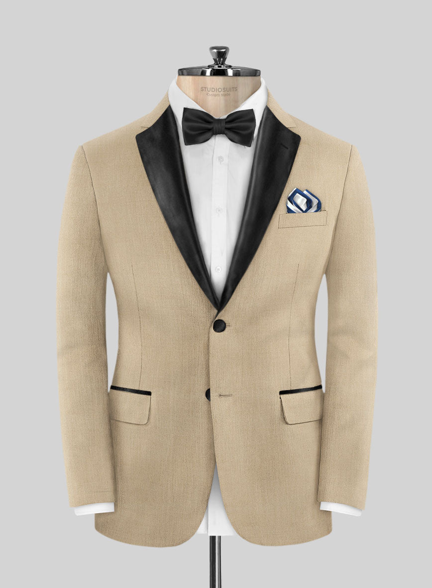 Napolean Biscuit Khaki Wool Tuxedo Jacket - StudioSuits