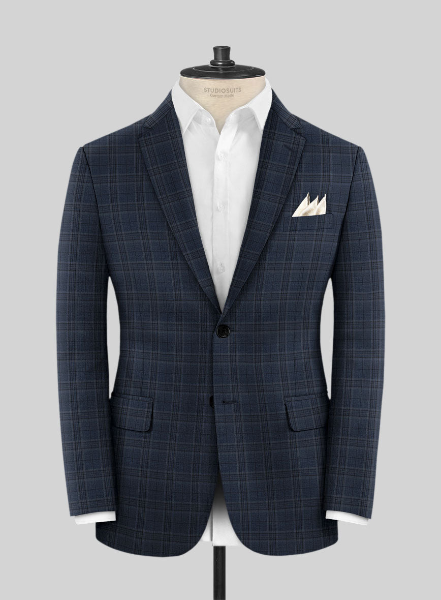 Napolean Blue Hunting Plaid Wool Jacket - StudioSuits