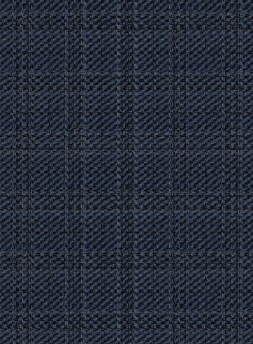 Napolean Blue Hunting Plaid Wool Pants - StudioSuits
