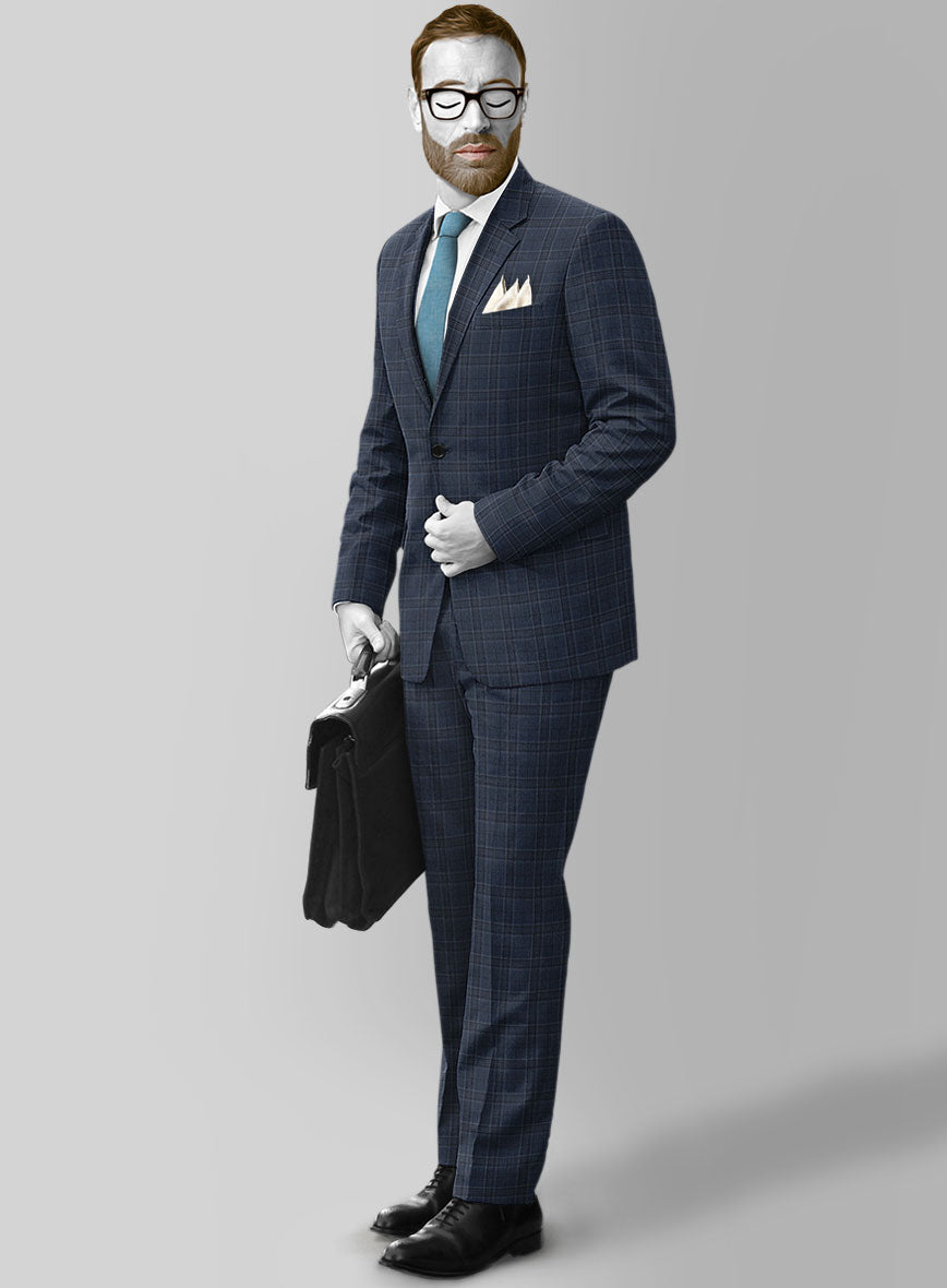 Napolean Blue Hunting Plaid Wool Suit - StudioSuits