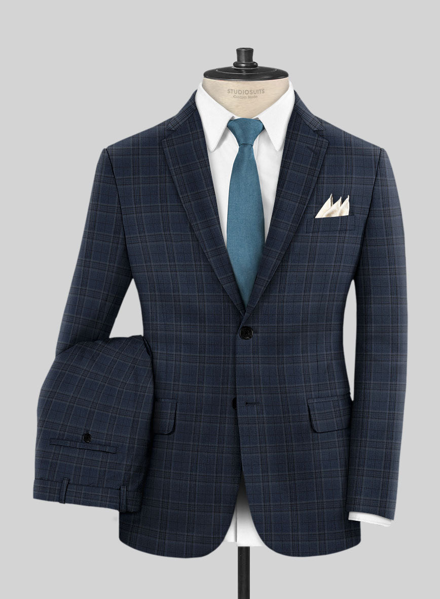 Napolean Blue Hunting Plaid Wool Suit - StudioSuits