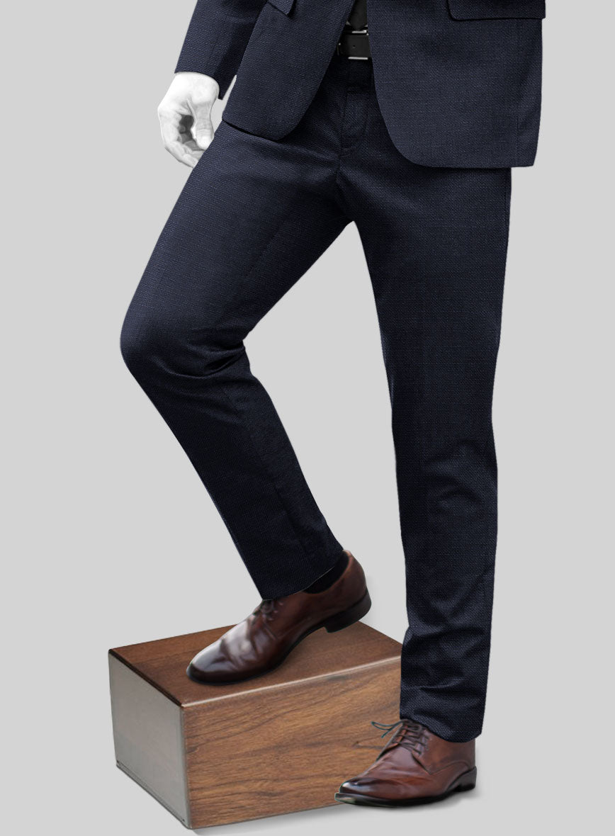 Napolean Bob Weave Blue Wool Pants - StudioSuits