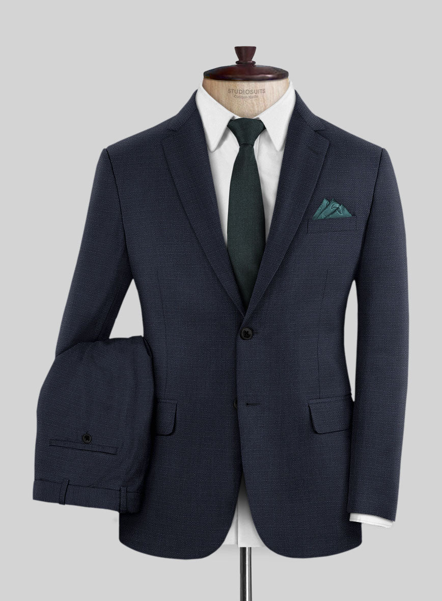 Napolean Bob Weave Blue Wool Suit - StudioSuits