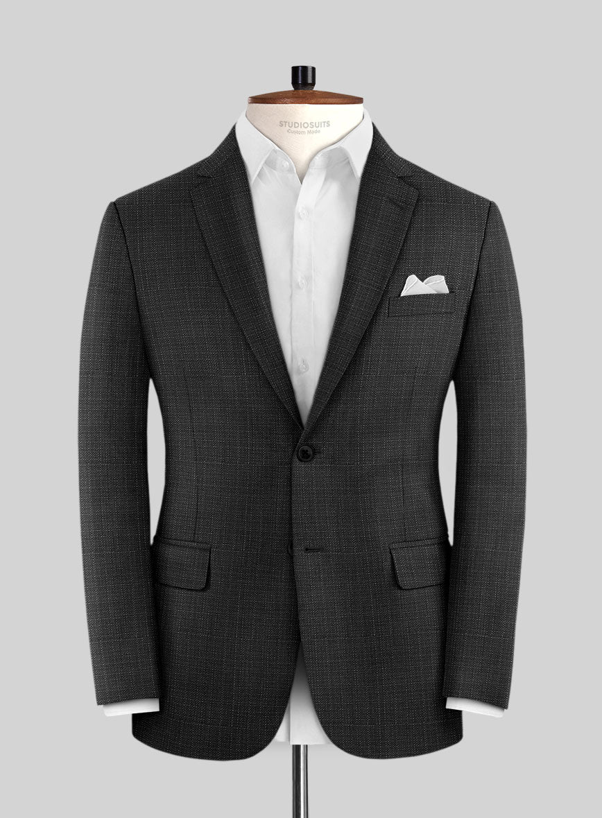 Napolean Bob Weave Charcoal Wool Jacket - StudioSuits