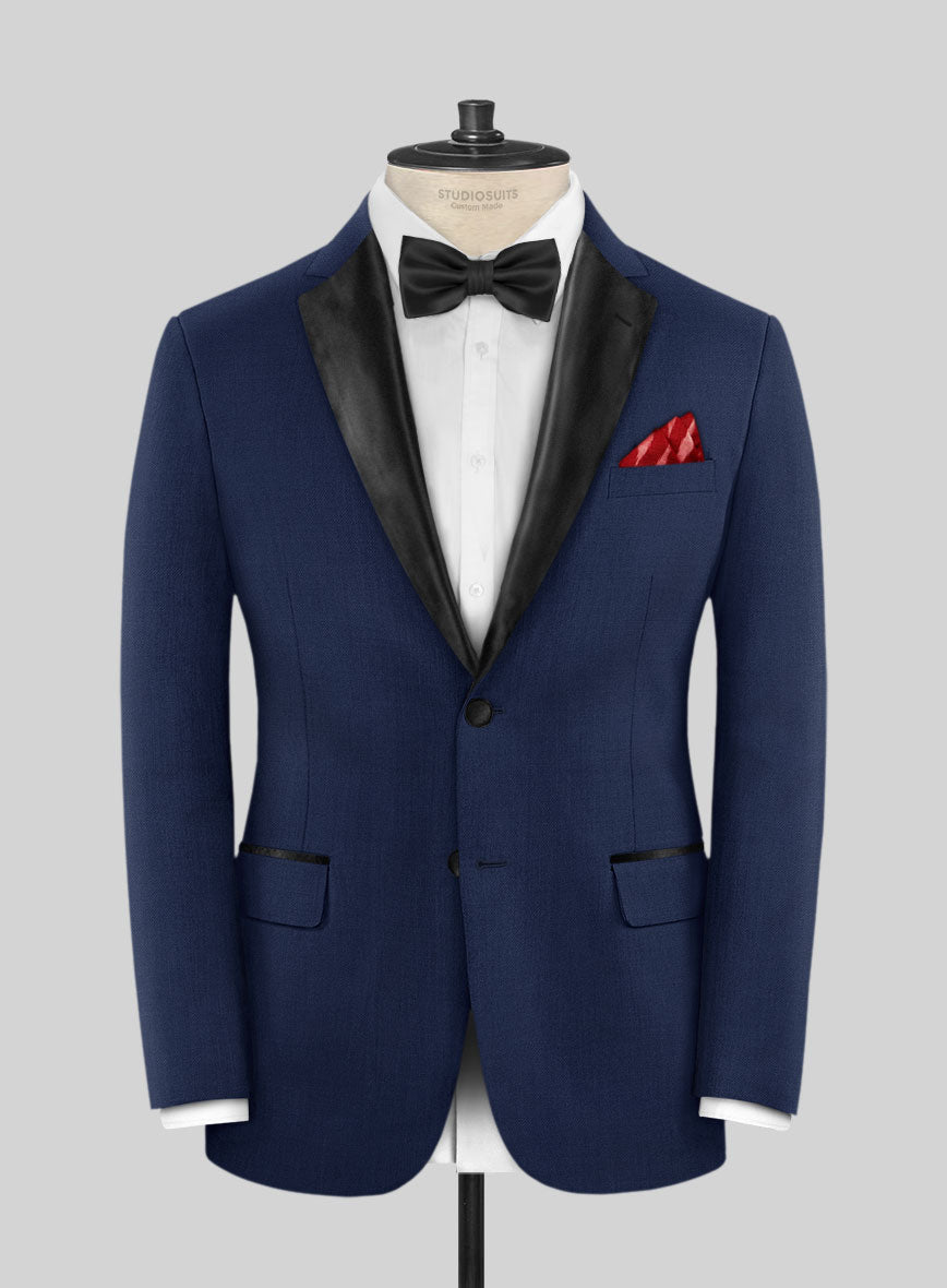 Napolean Bottle Blue Wool Tuxedo Jacket - StudioSuits