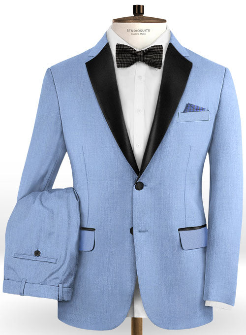 Napolean Box Blue Wool Tuxedo Suit - StudioSuits